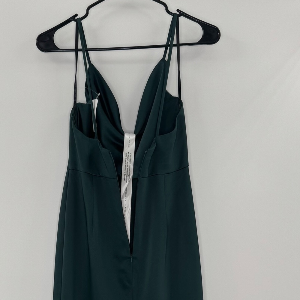 Dessy Collection Cowl-Neck Draped Wrap Maxi Front Slit Dress Evergreen,SZ 0, NWT - Picture 7 of 12